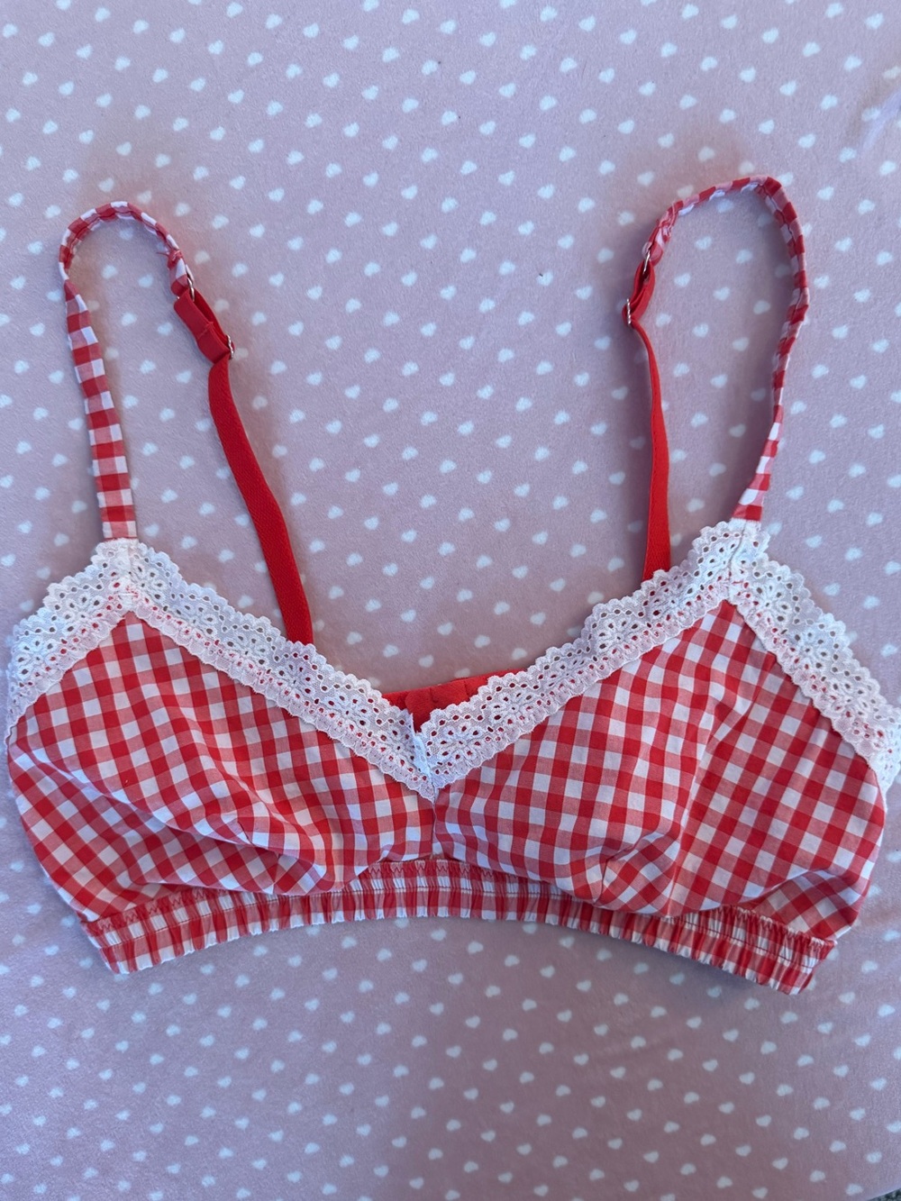Colsie Red Gingham Unpadded Bralette